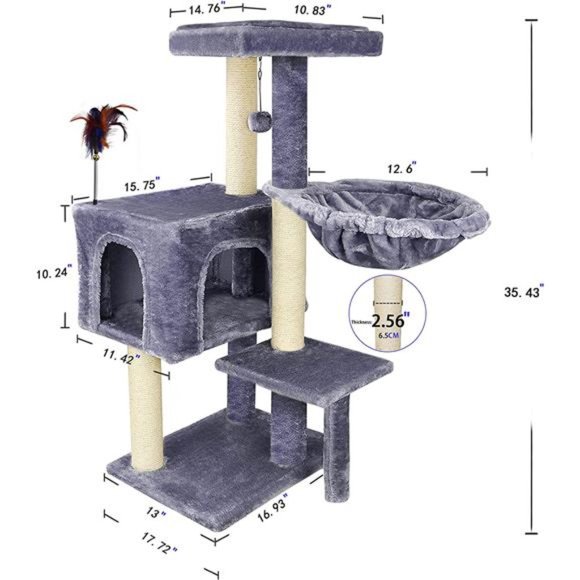 Cat Tree has Scratching Toy with a Ball Activity Centre Cat Tower Furniture - Picture 6 of 7